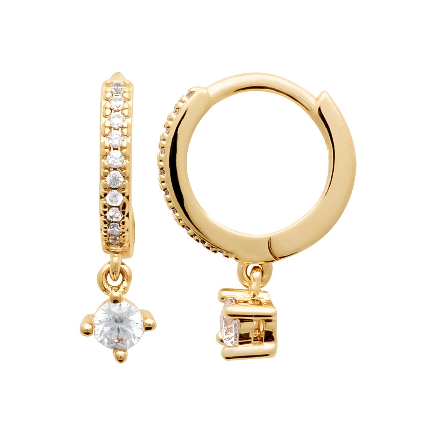 Boucles d’oreilles - Éclat de cristal - Ronde - Plaqué Or