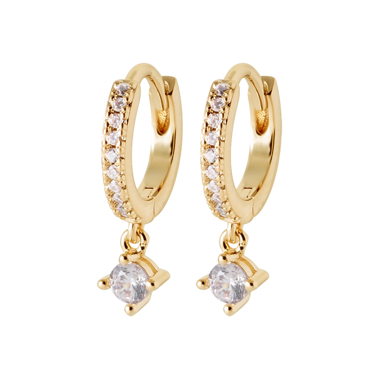 Boucles d’oreilles - Éclat de cristal - Ronde - Plaqué Or