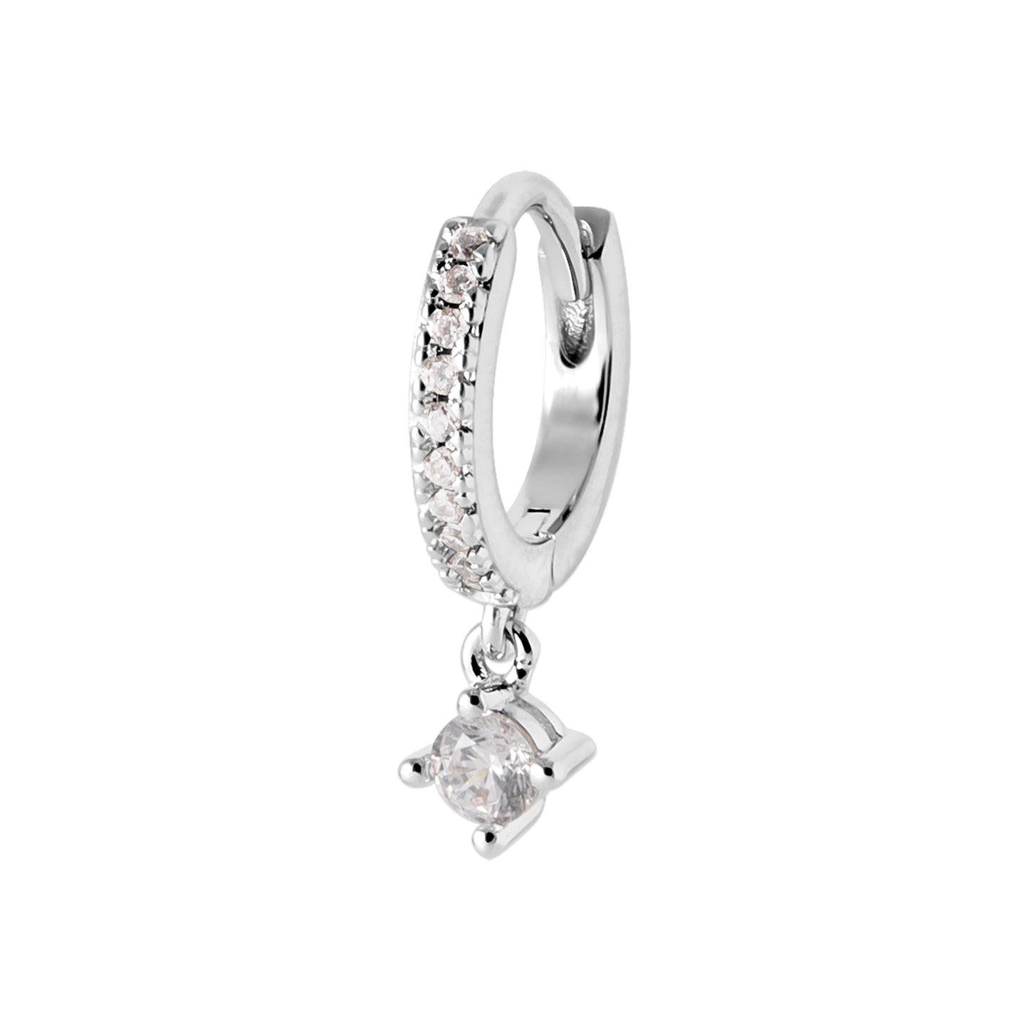 Boucles d’oreilles - Éclat de cristal - Ronde - Argent Rhodié