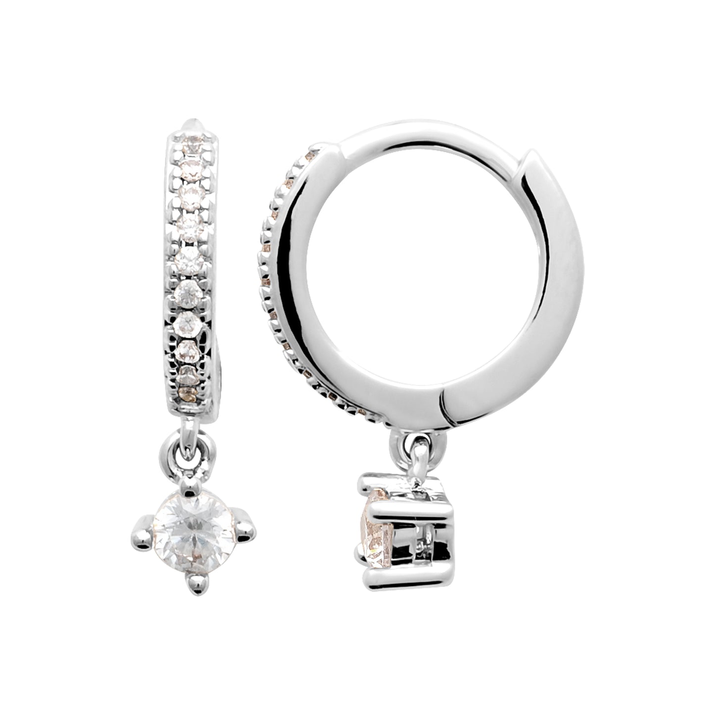 Boucles d’oreilles - Éclat de cristal - Ronde - Argent Rhodié