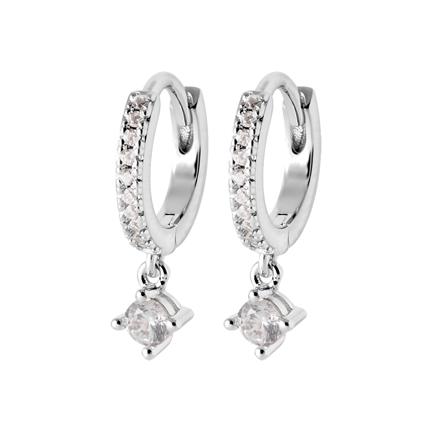 Boucles d’oreilles - Éclat de cristal - Ronde - Argent Rhodié