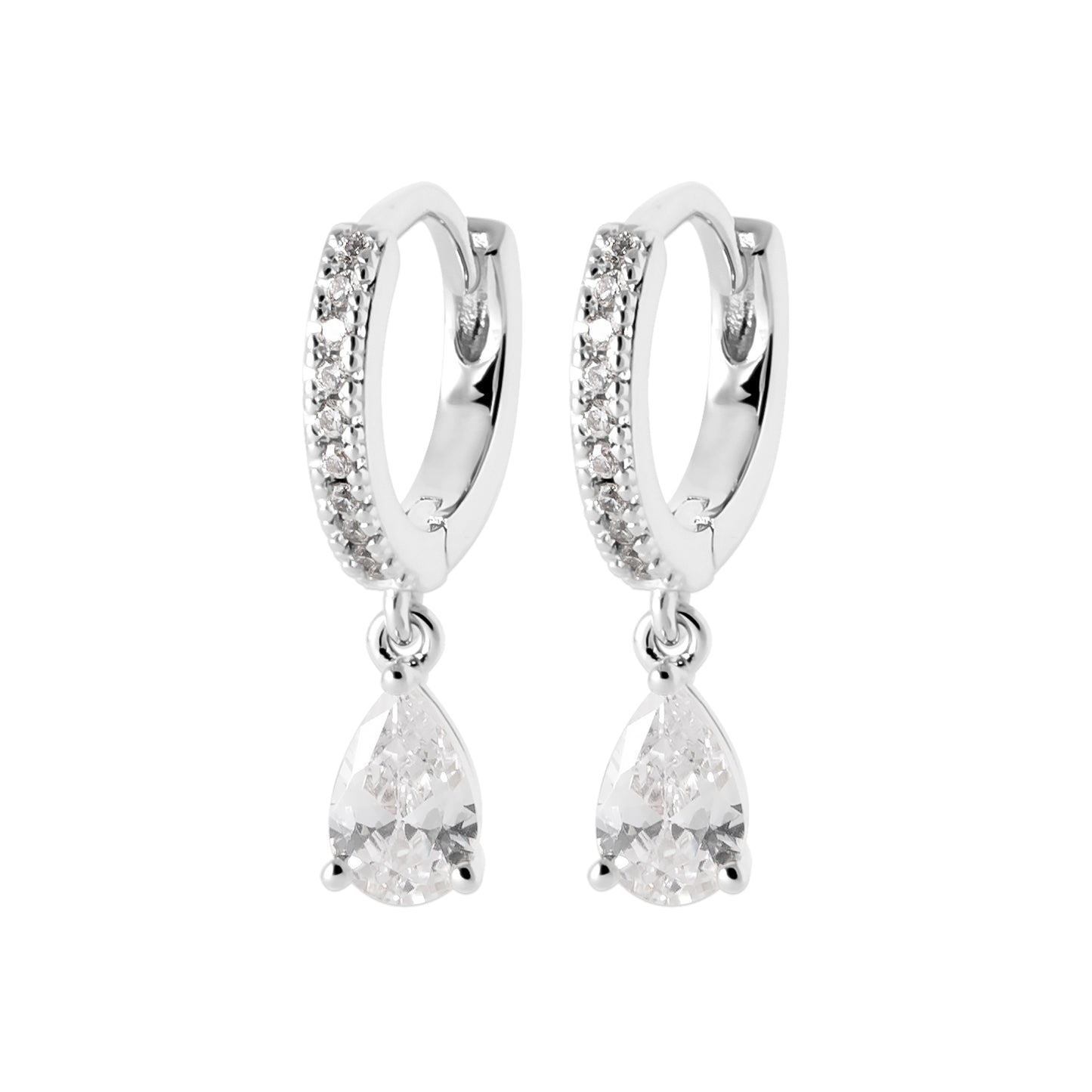 Boucles d’oreilles - Éclat de cristal - Triangle - Argent Rhodié