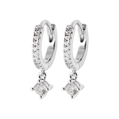 Boucles d’oreilles  - Éclat de cristal - Ronde - Argent Rhodié