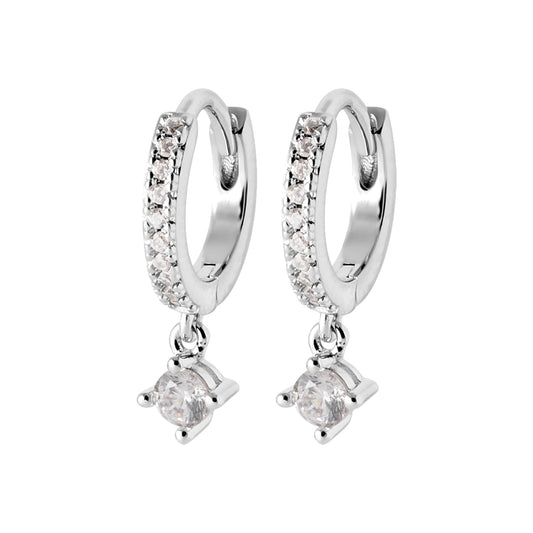 Boucles d’oreilles  - Éclat de cristal - Ronde - Argent Rhodié